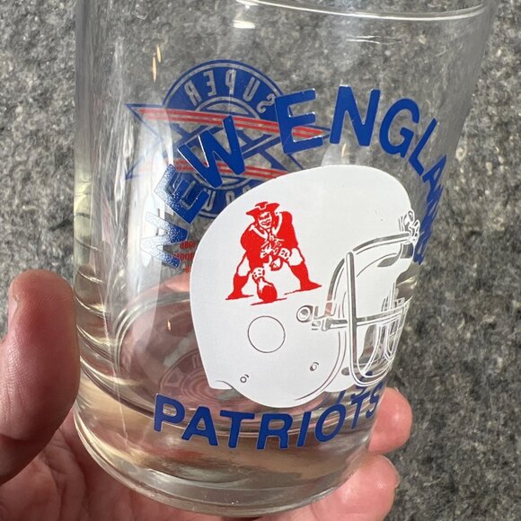 Vintage 1986 New England Patriots Super Bowl XX Champions Glass Tumbler Rocks - Picture 8 of 10